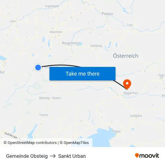 Gemeinde Obsteig to Sankt Urban map