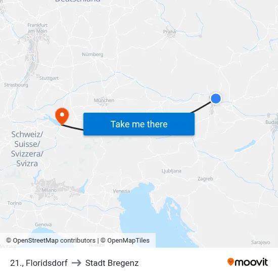 21., Floridsdorf to Stadt Bregenz map