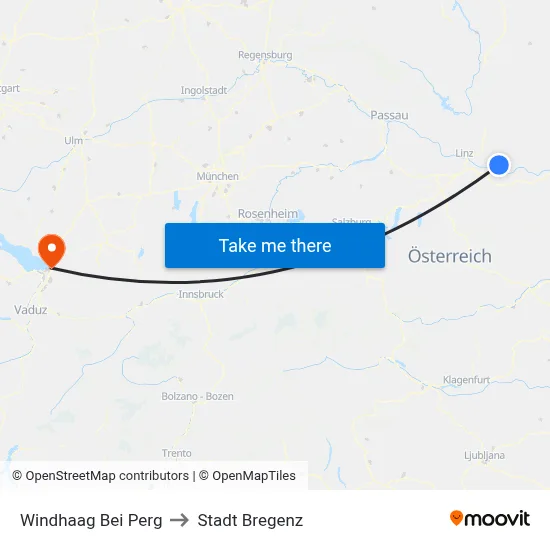 Windhaag Bei Perg to Stadt Bregenz map