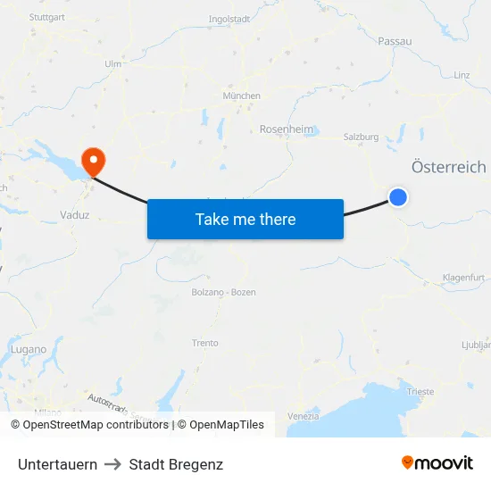Untertauern to Stadt Bregenz map