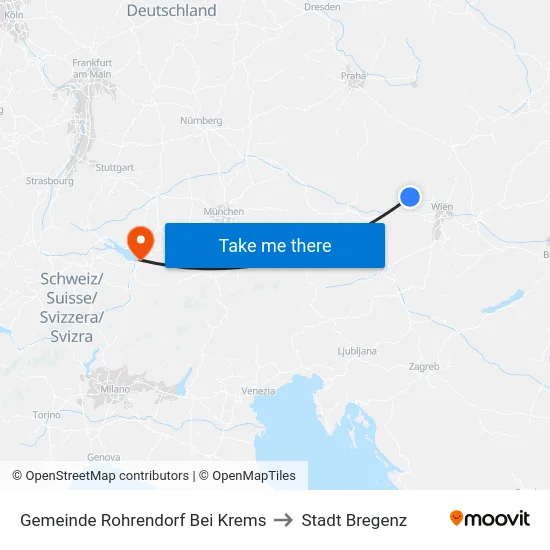 Gemeinde Rohrendorf Bei Krems to Stadt Bregenz map