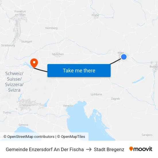 Gemeinde Enzersdorf An Der Fischa to Stadt Bregenz map