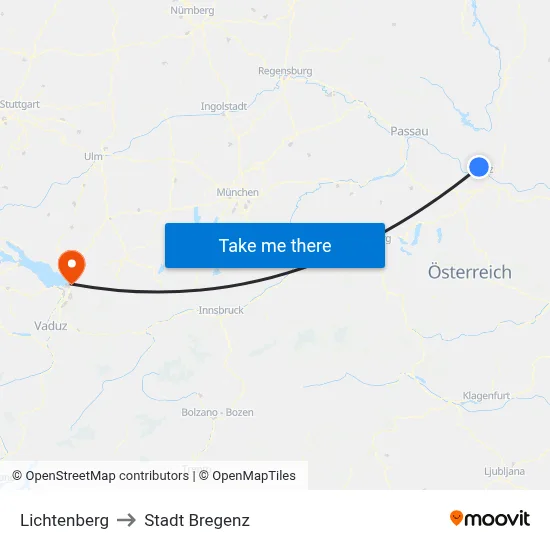 Lichtenberg to Stadt Bregenz map