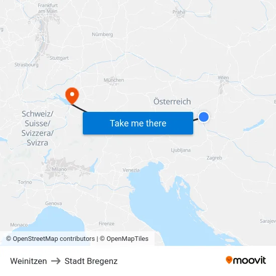 Weinitzen to Stadt Bregenz map