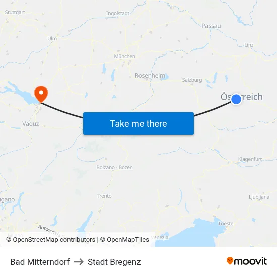 Bad Mitterndorf to Stadt Bregenz map