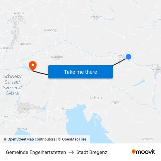 Gemeinde Engelhartstetten to Stadt Bregenz map