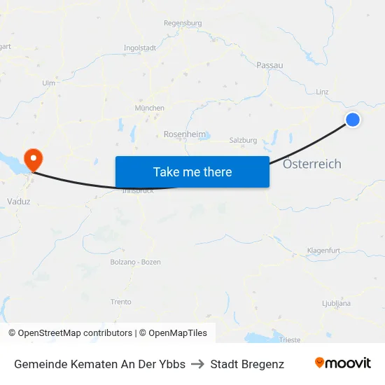 Gemeinde Kematen An Der Ybbs to Stadt Bregenz map