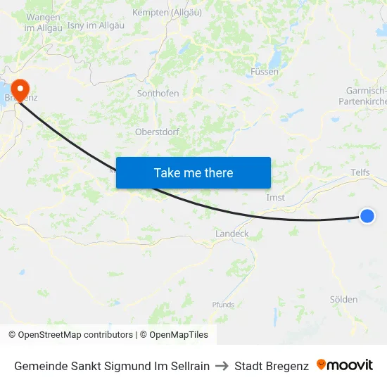 Gemeinde Sankt Sigmund Im Sellrain to Stadt Bregenz map