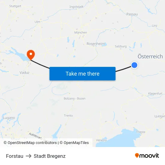 Forstau to Stadt Bregenz map