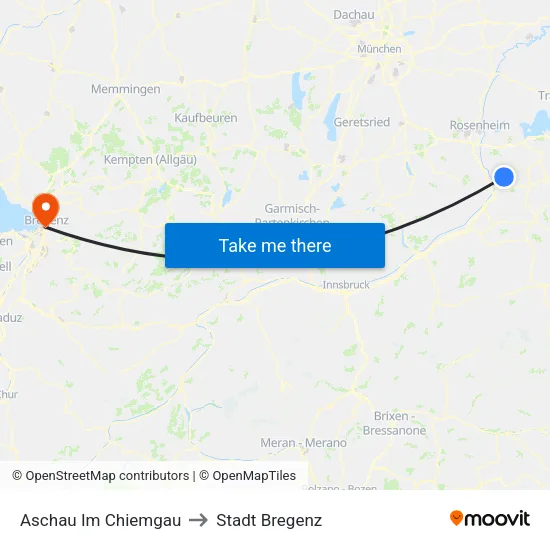 Aschau Im Chiemgau to Stadt Bregenz map