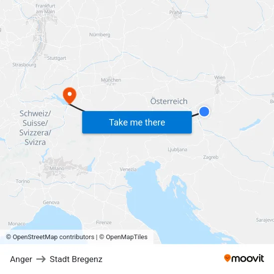 Anger to Stadt Bregenz map