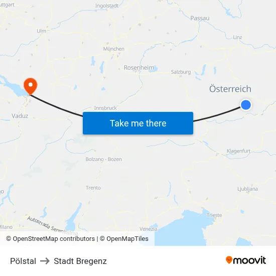 Pölstal to Stadt Bregenz map