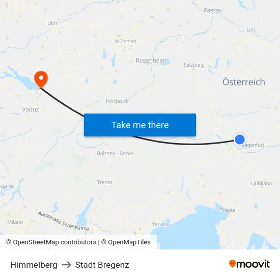 Himmelberg to Stadt Bregenz map