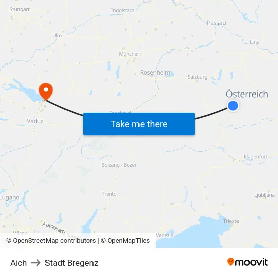 Aich to Stadt Bregenz map