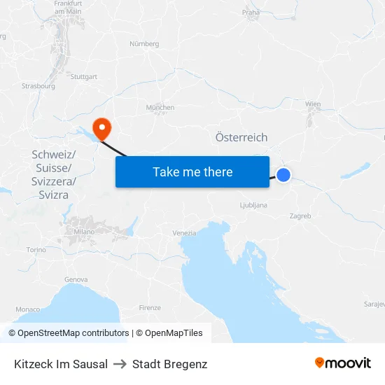 Kitzeck Im Sausal to Stadt Bregenz map