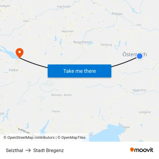 Selzthal to Stadt Bregenz map