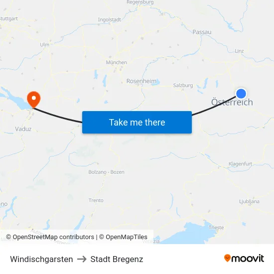 Windischgarsten to Stadt Bregenz map