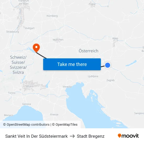 Sankt Veit In Der Südsteiermark to Stadt Bregenz map