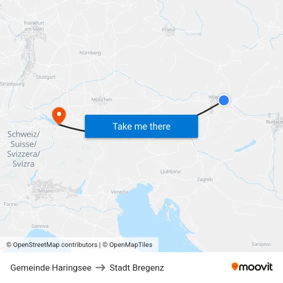 Gemeinde Haringsee to Stadt Bregenz map