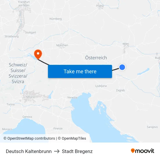 Deutsch Kaltenbrunn to Stadt Bregenz map