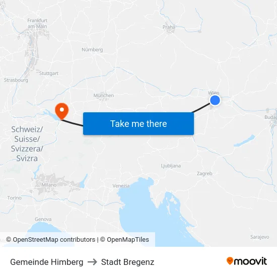 Gemeinde Himberg to Stadt Bregenz map