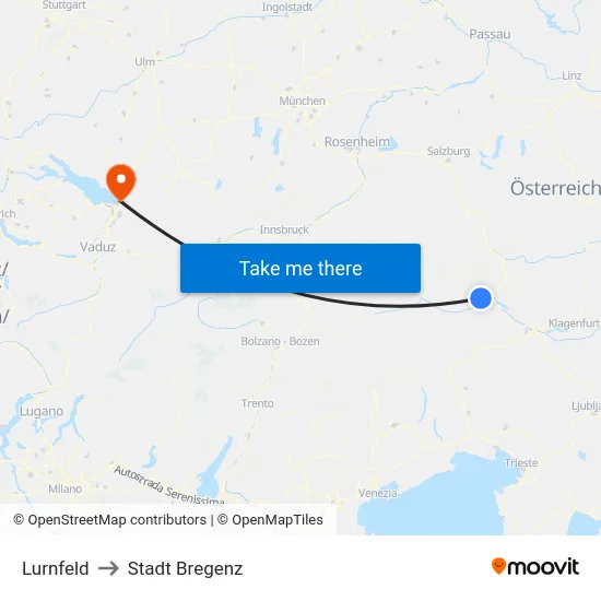 Lurnfeld to Stadt Bregenz map