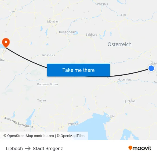 Lieboch to Stadt Bregenz map