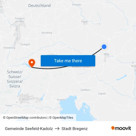 Gemeinde Seefeld-Kadolz to Stadt Bregenz map