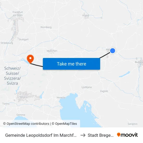 Gemeinde Leopoldsdorf Im Marchfeld to Stadt Bregenz map