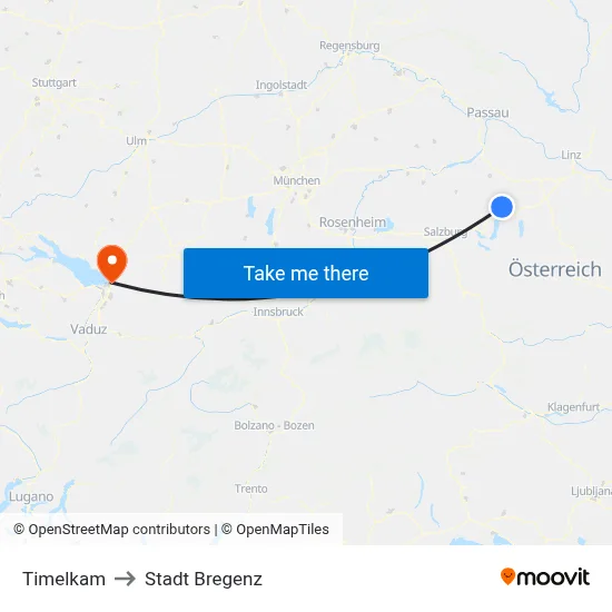 Timelkam to Stadt Bregenz map