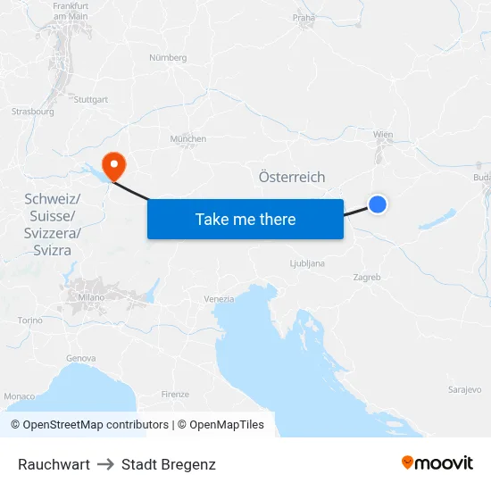Rauchwart to Stadt Bregenz map