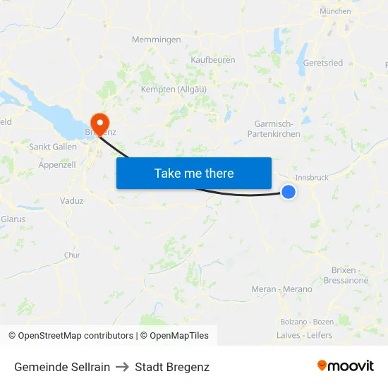 Gemeinde Sellrain to Stadt Bregenz map