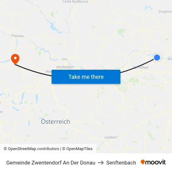 Gemeinde Zwentendorf An Der Donau to Senftenbach map