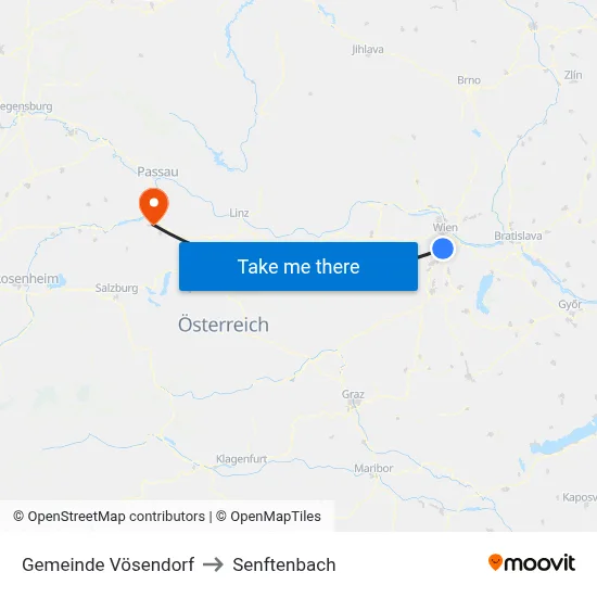 Gemeinde Vösendorf to Senftenbach map