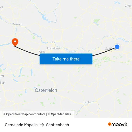 Gemeinde Kapelln to Senftenbach map