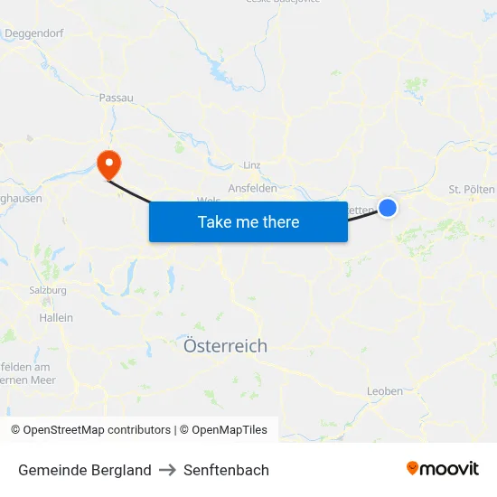 Gemeinde Bergland to Senftenbach map