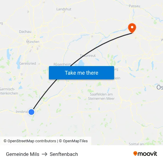 Gemeinde Mils to Senftenbach map