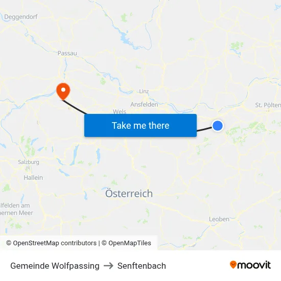 Gemeinde Wolfpassing to Senftenbach map