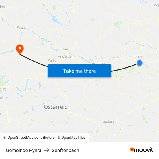 Gemeinde Pyhra to Senftenbach map