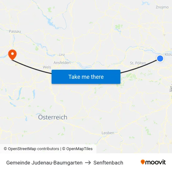 Gemeinde Judenau-Baumgarten to Senftenbach map