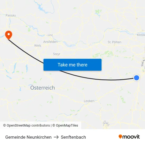 Gemeinde Neunkirchen to Senftenbach map
