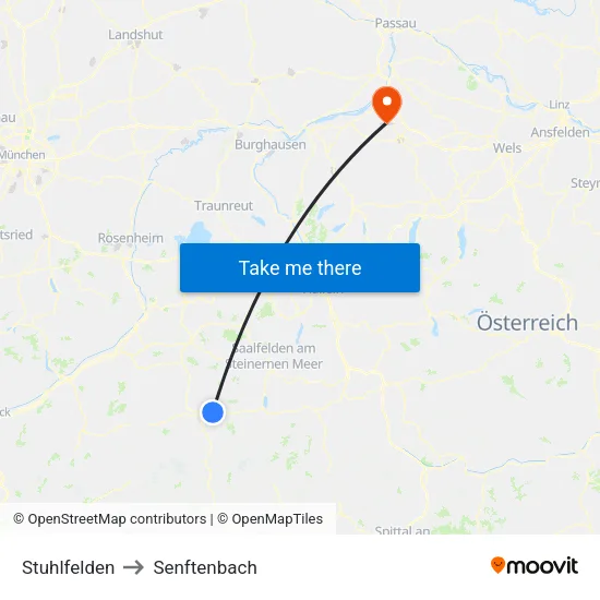 Stuhlfelden to Senftenbach map