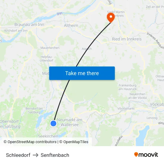 Schleedorf to Senftenbach map