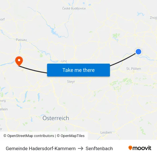 Gemeinde Hadersdorf-Kammern to Senftenbach map