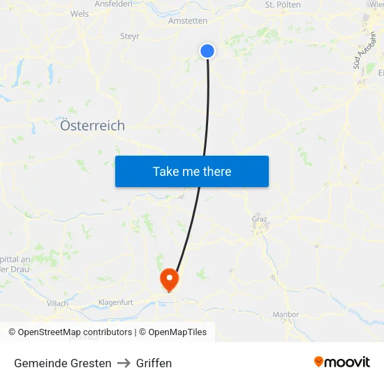 Gemeinde Gresten to Griffen map