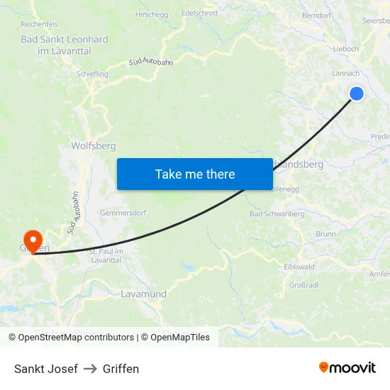 Sankt Josef to Griffen map