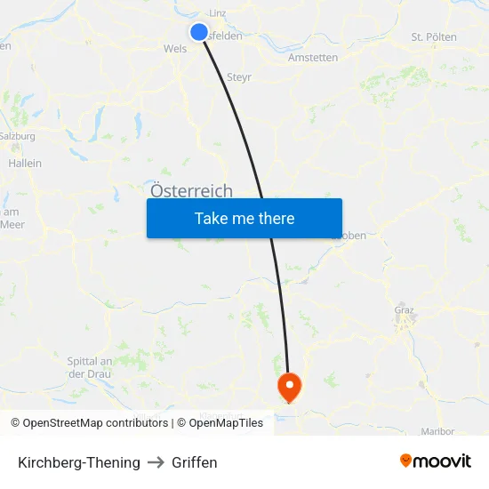 Kirchberg-Thening to Griffen map