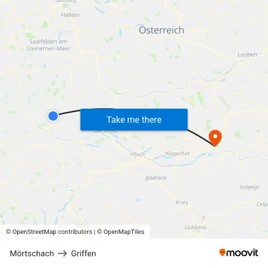 Mörtschach to Griffen map