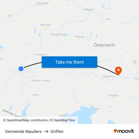 Gemeinde Nauders to Griffen map
