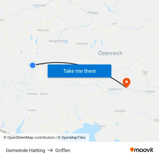 Gemeinde Hatting to Griffen map